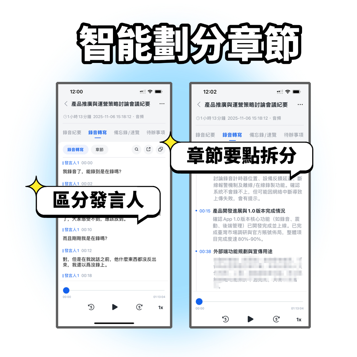 區分發言人章節拆分