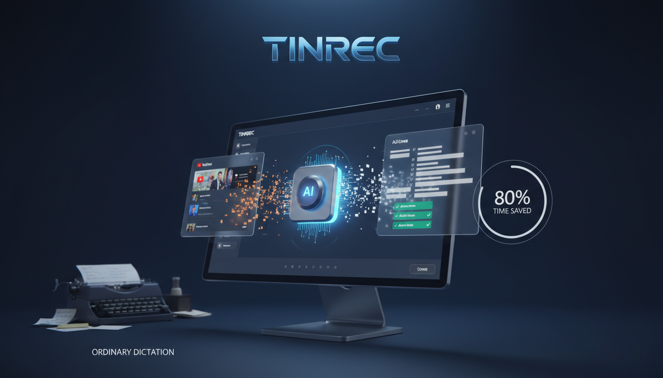 普通聽寫不如AI提取:2026年3大免費視頻轉文字線上工具評測,Tinrec如何幫助節省80%時間