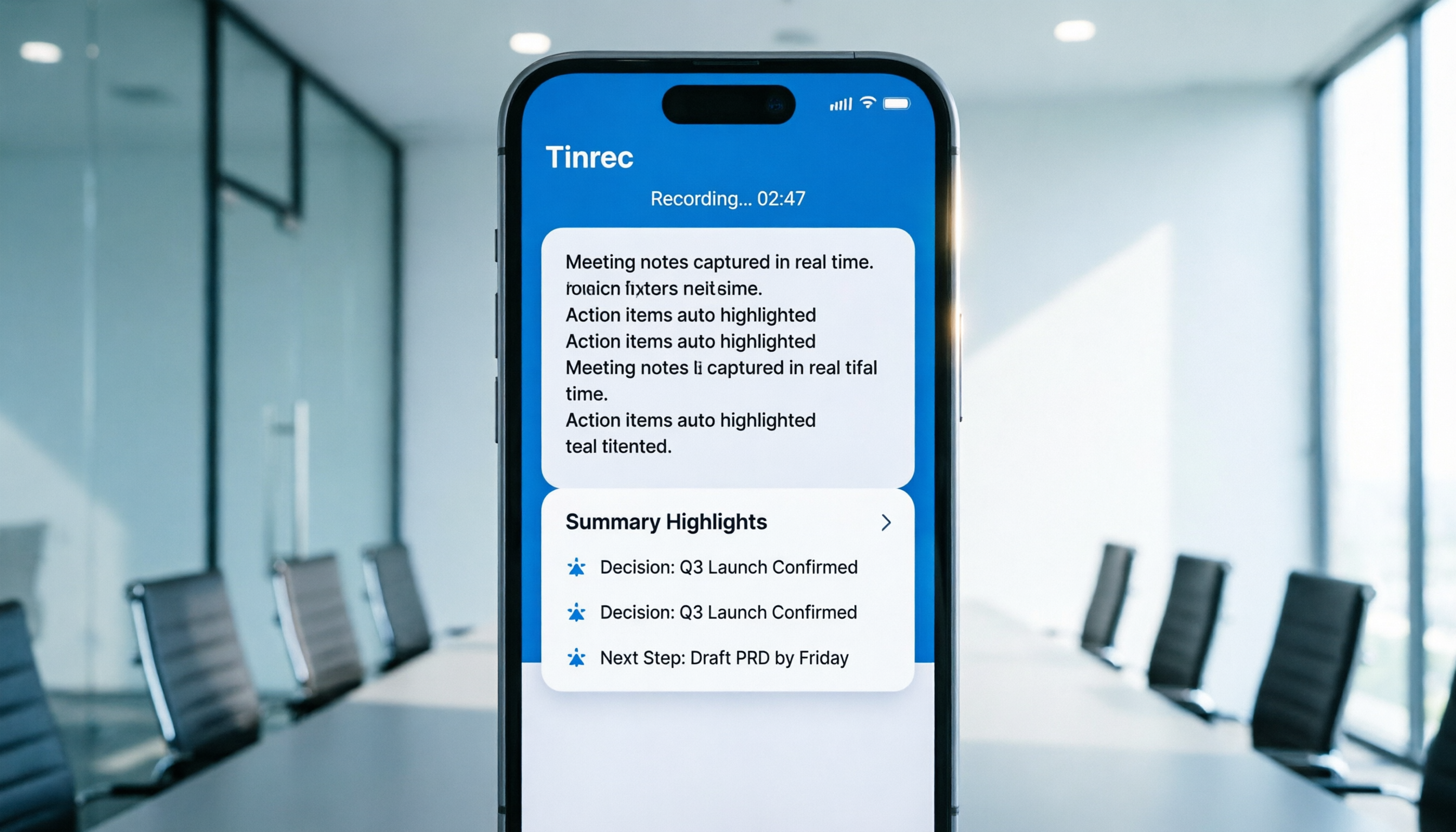Tinrec iPhone錄音轉文字即時顯示教學：5步搞定會議逐字稿與AI摘要