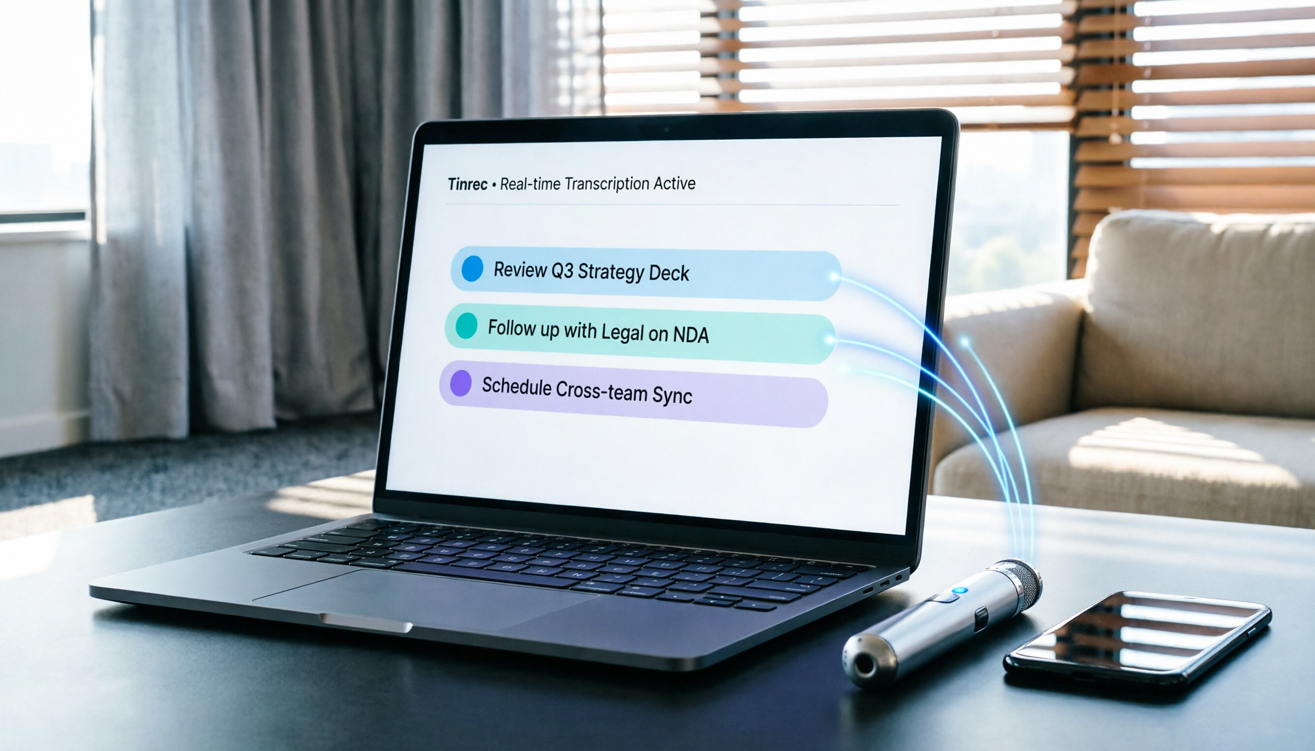 Tinrec 秒聽錄音教程：5步完成會議逐字稿與AI摘要實操